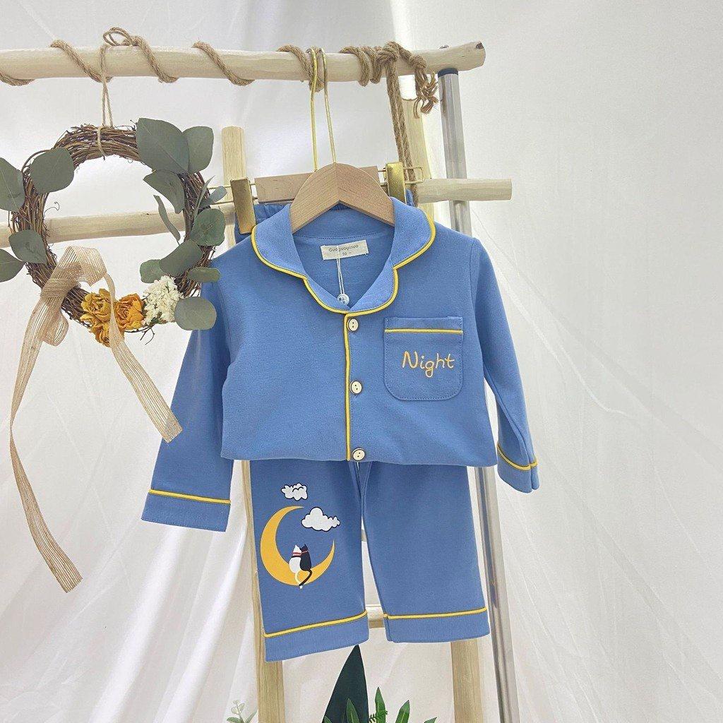 Bộ Đồ Ngủ Dài Tay In Hình Mặt Trăng Night Cho Bé Gái, Đồ Bộ Pijama Cho Bé Từ 6-28kg - ROSY KIDS