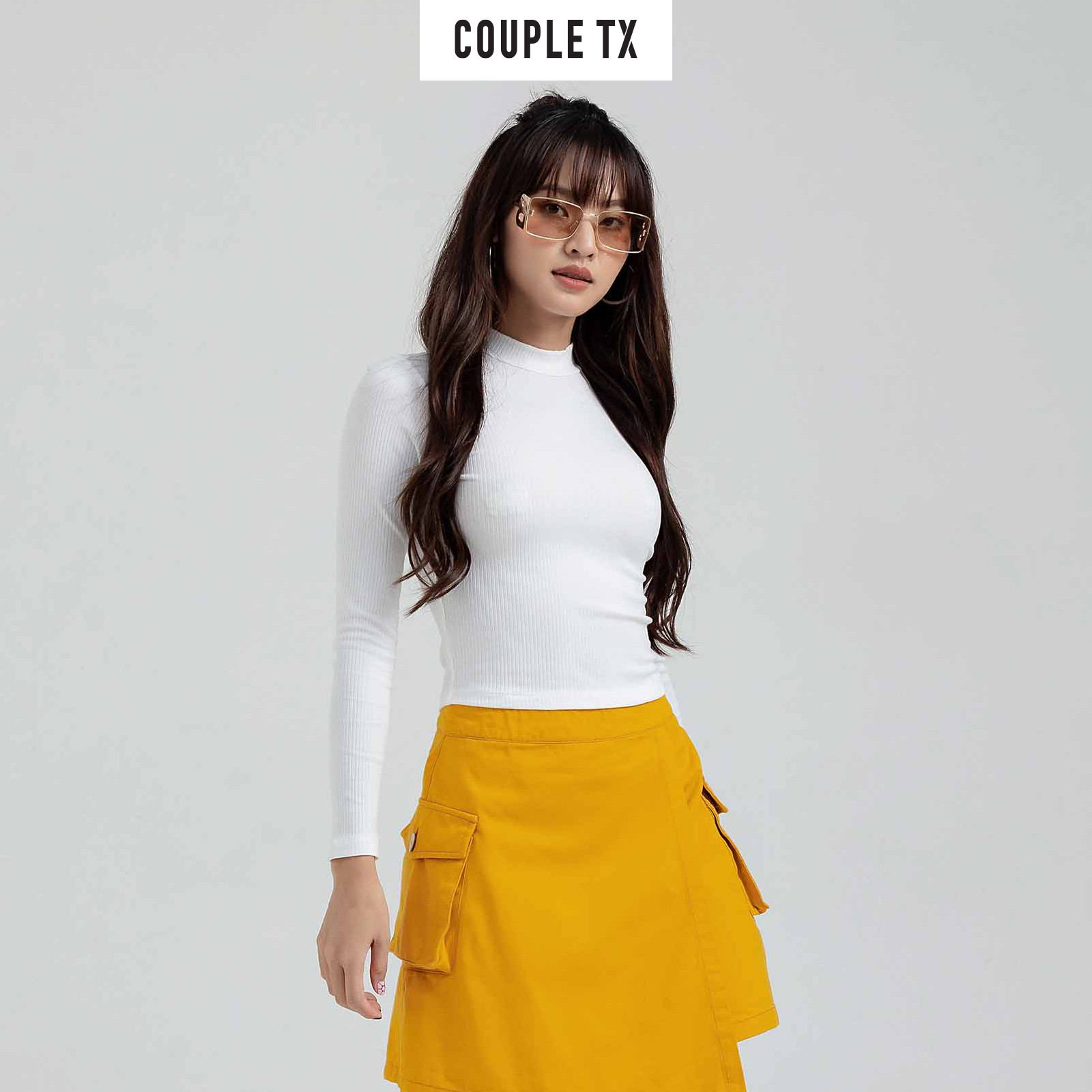 Áo Croptop Nữ Couple TX Tay Dài Cổ Cao WTS 2169