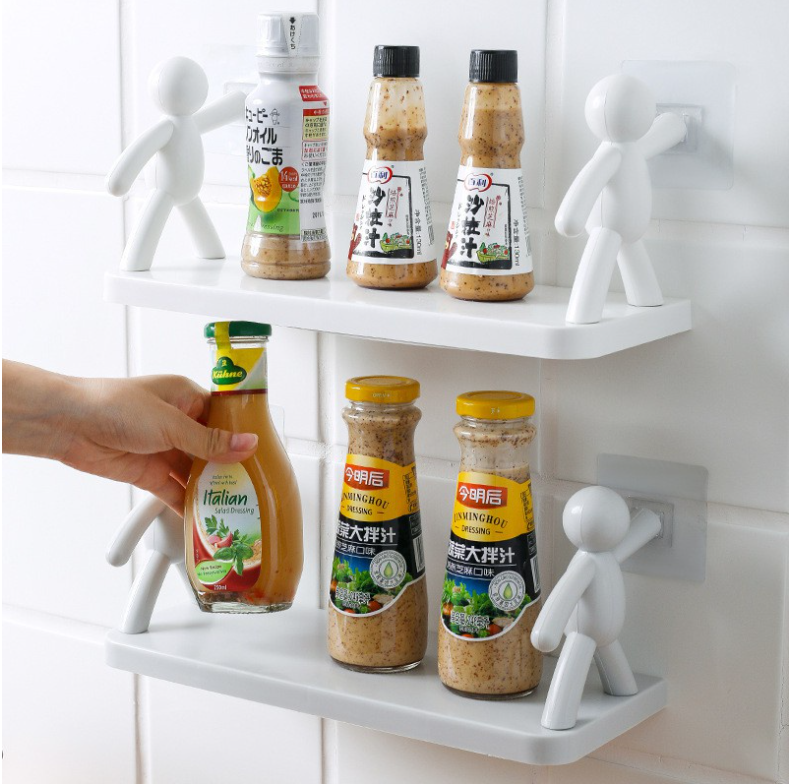Kệ dán tường, treo tường nhà tắm để mỹ phẩm đồ dùng nhà bếp hình người độc đáo, Giá treo tường không cần khoan GD726-keNguoi