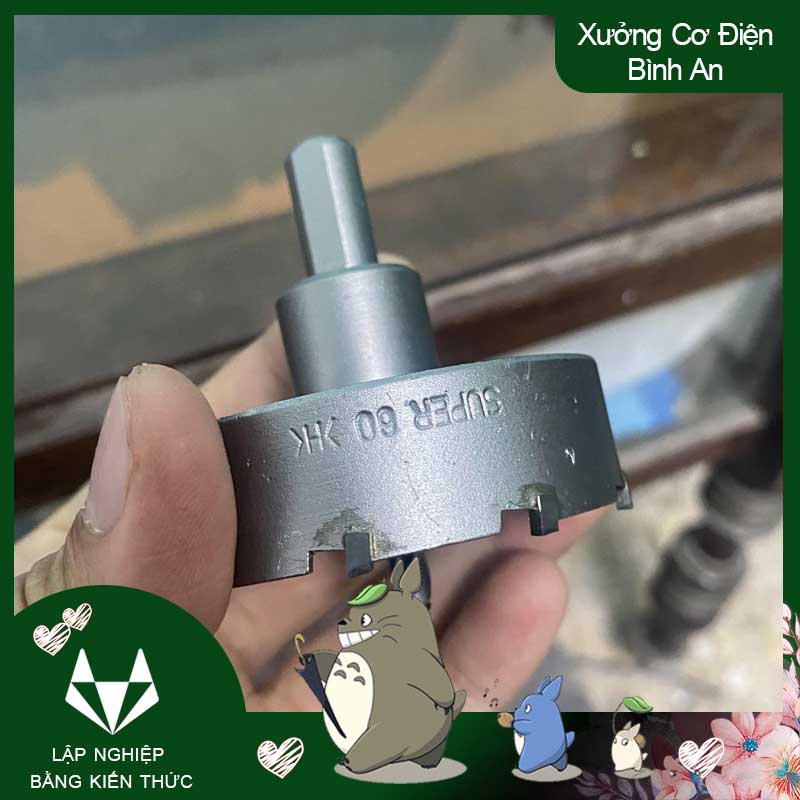 Vét lỗ tròn phi 60mm khoét thạch cao đầu hợp kim thép gió màu xám vét lỗ tròn cho gỗ