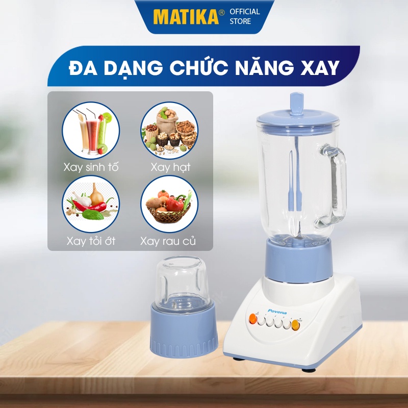 Máy xay sinh tố POVENA máy xay hoa quả đa năng 350W 2 cối xay tiện lợi PVN-311 - Hàng chính hãng