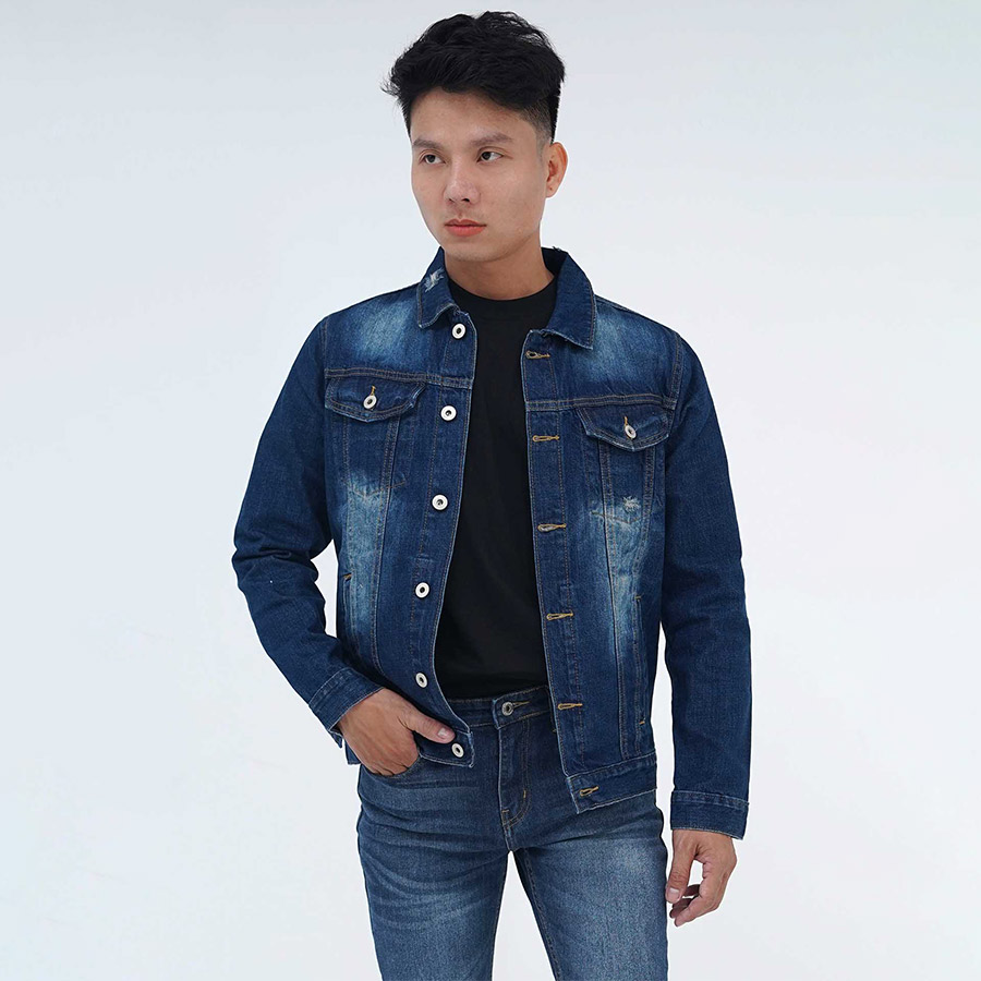 Áo Khoác Nam Jeans Cao Cấp HUNTER X-RAYS Form Straight Cotton Màu Xanh Wash Rách – Hunter X-Rays K11