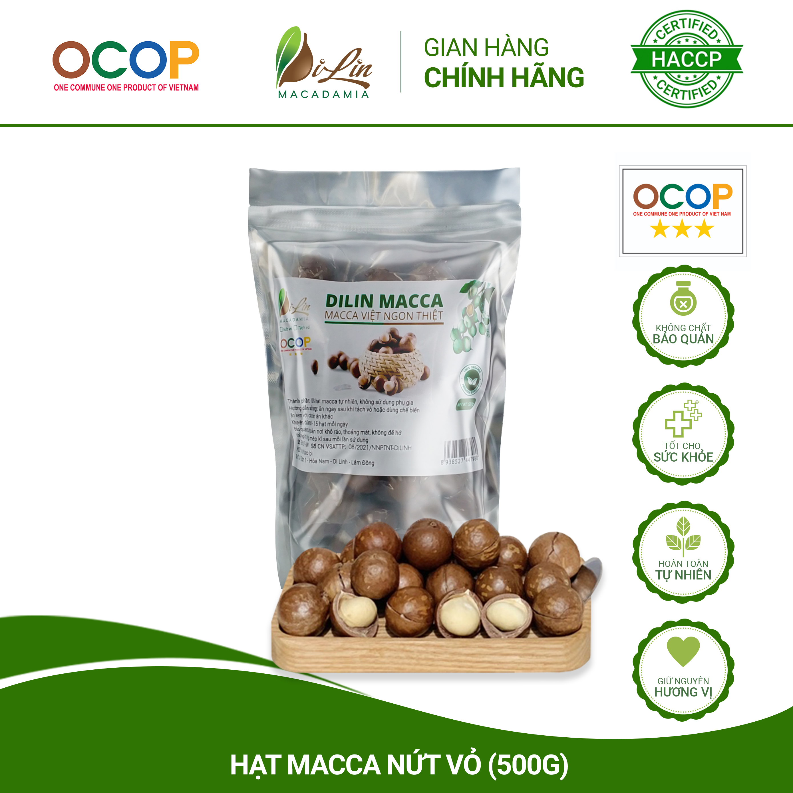 500g Hạt Macca Sạch Di Linh Lâm Đồng