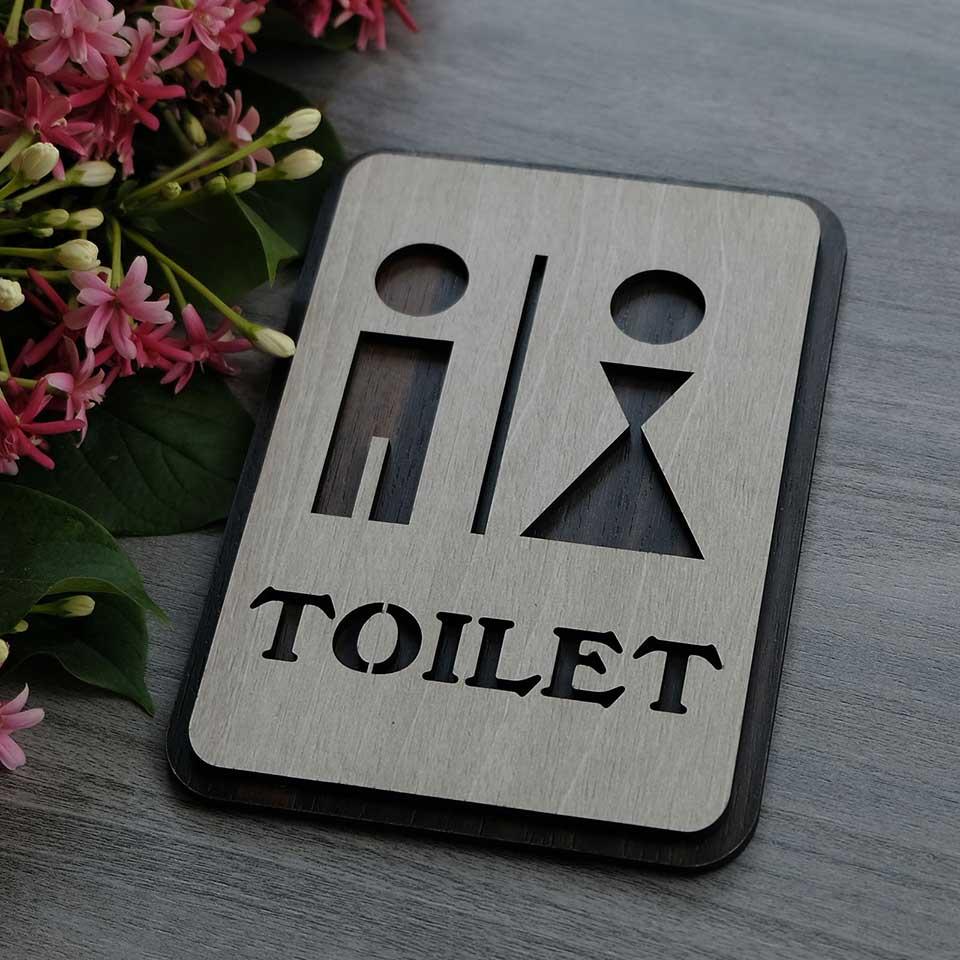 Bảng Toilet Gỗ dán cửa nhà vệ sinh trang trí LEVU TL07