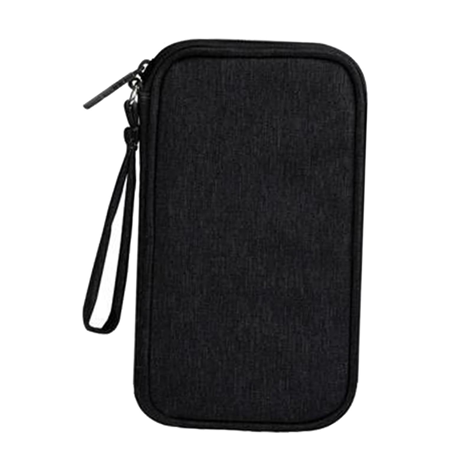 Portable Earphone USB Data Charger Cable Organizer Storage Bag Black