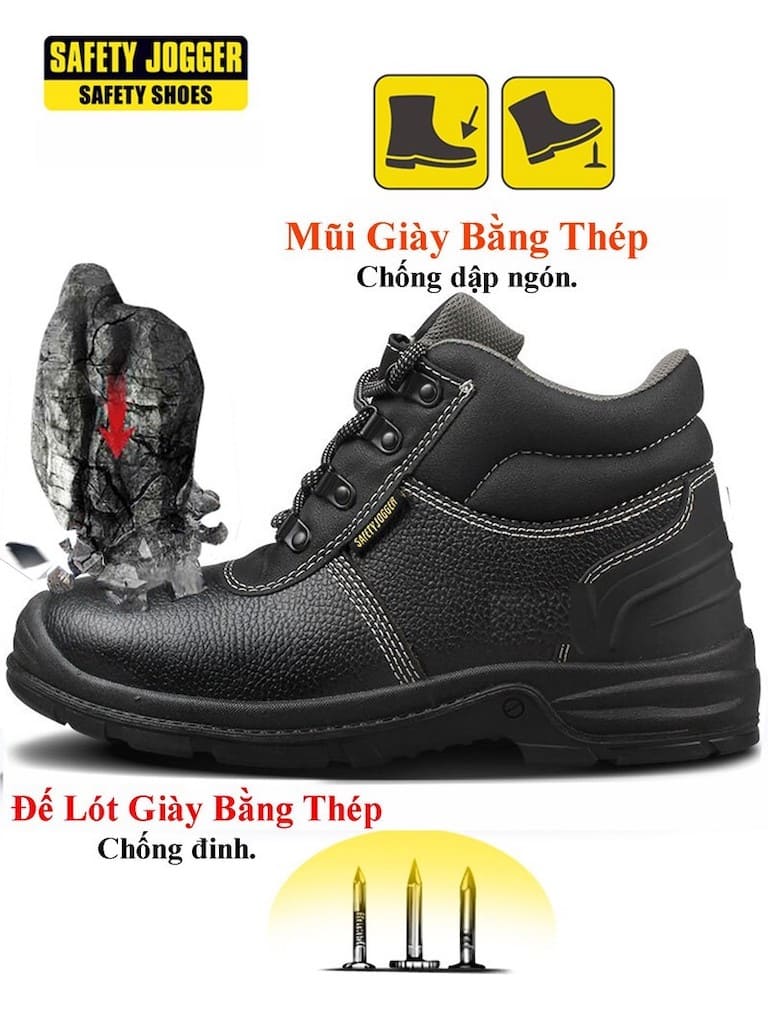 Giày bảo hộ lao động nam Jogger Bestboy231 S3 da chống thấm nước chống đinh trơn trượt giày công trình