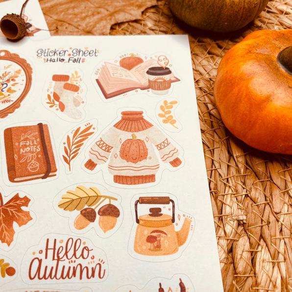 Sticker sheet hello fall- chuyên dán, trang trí sổ nhật kí, sổ tay | Bullet journal sticker - unim062