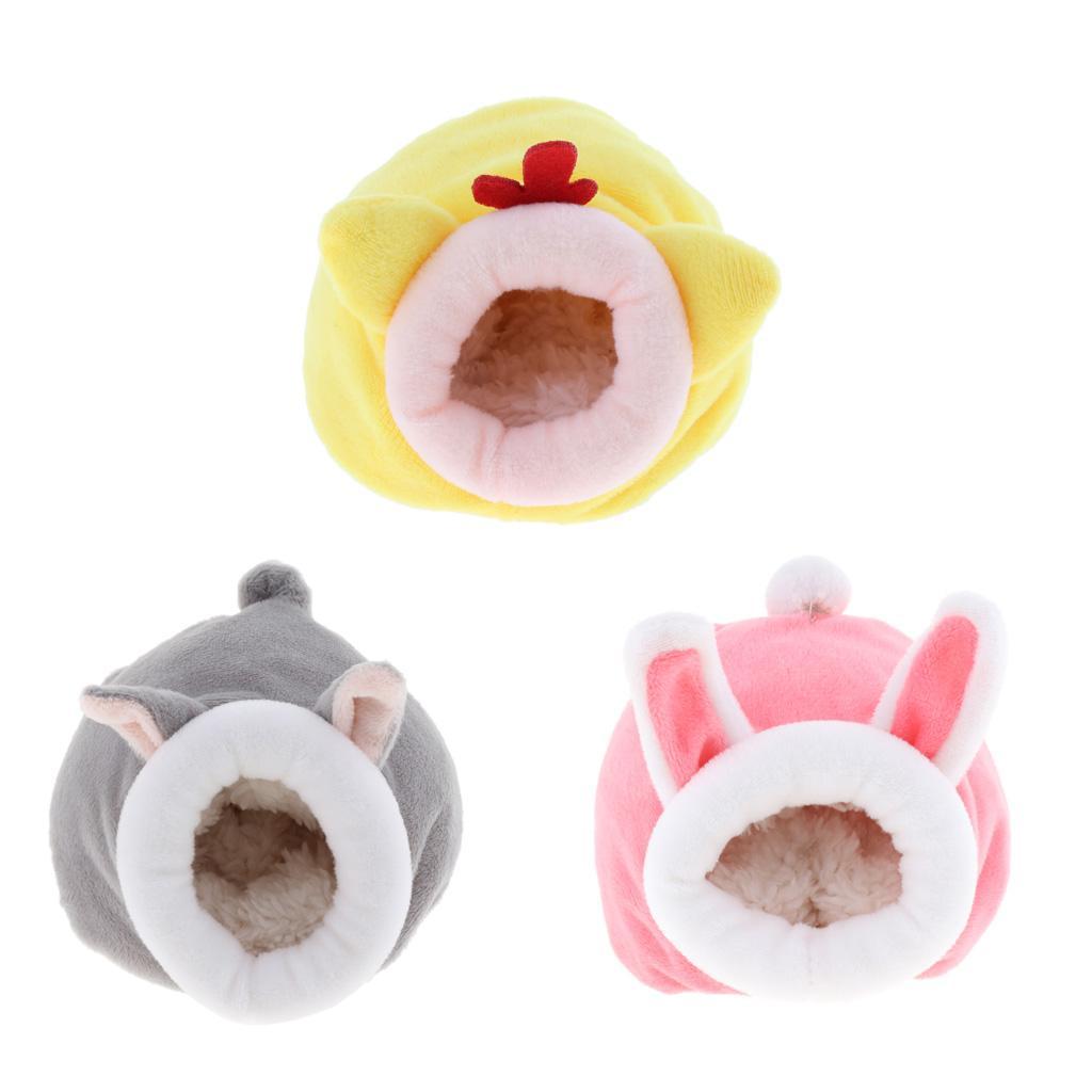 2 Pcs Warm Small Animal Bed Hamster Cotton Nest Chinchilla Habitat House