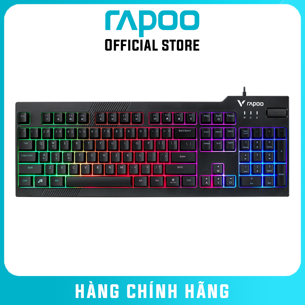 Bàn Phím Gaming RAPOO V50S Đèn Nền 7 Màu, Dây Cắm USB Dài 1.45M - Hàng chính hãng