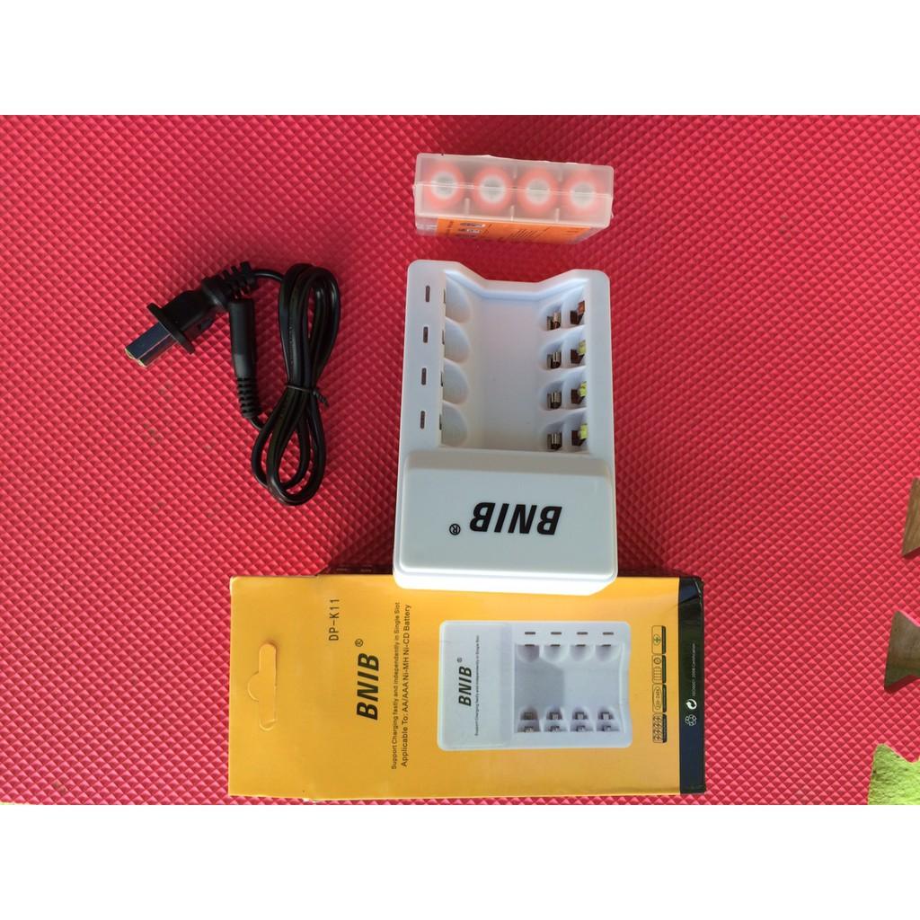 Bộ Sạc Pin Tiểu AA - Tặng kèm 4 viên pin sạc AA dung lượng đến 3000mAh