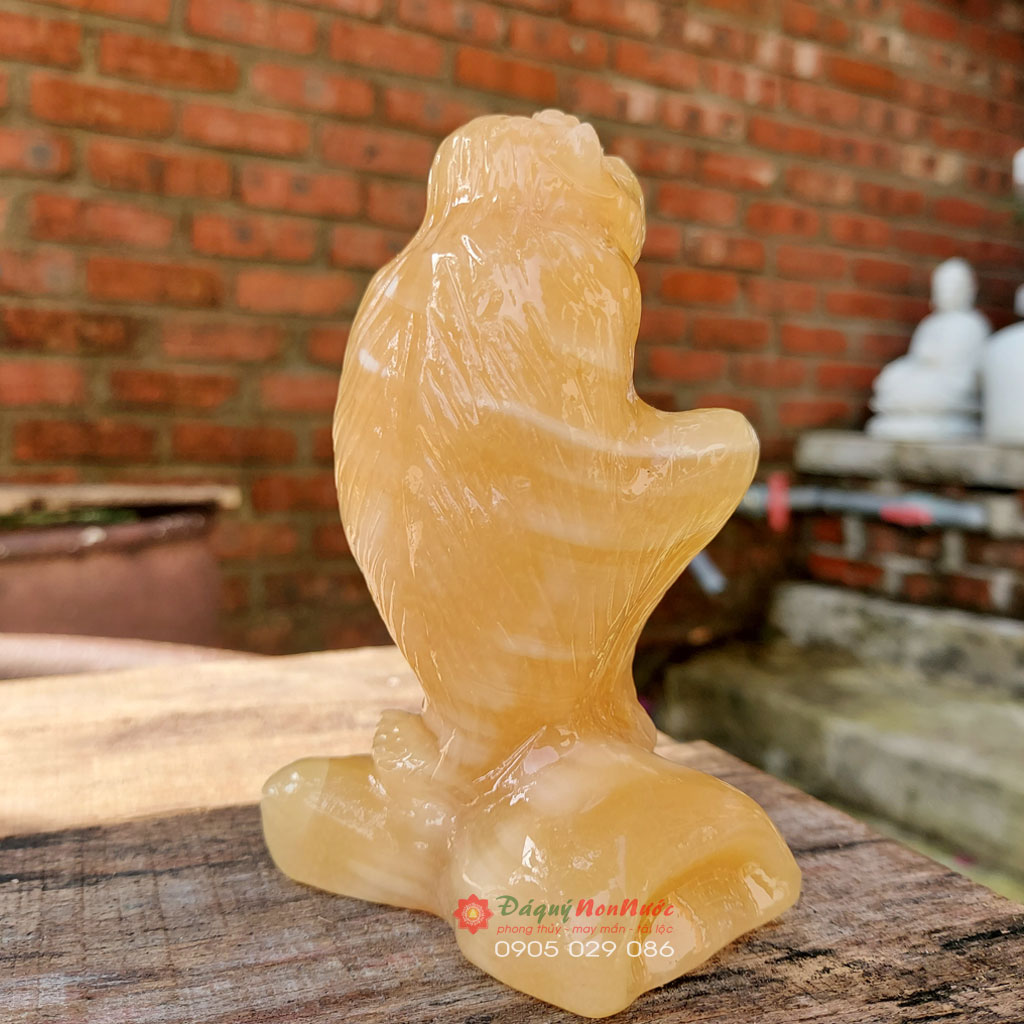Tượng khỉ 12 con giáp phong thủy đá ngọc hoàng long 12cm - đá Non Nước