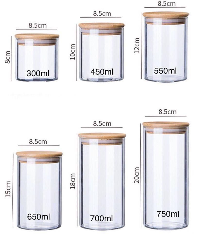 LỌ THỦY TINH NẮP GỖ ĐỰNG GIA VỊ THỰC PHẨM KHÔ CAO CẤP