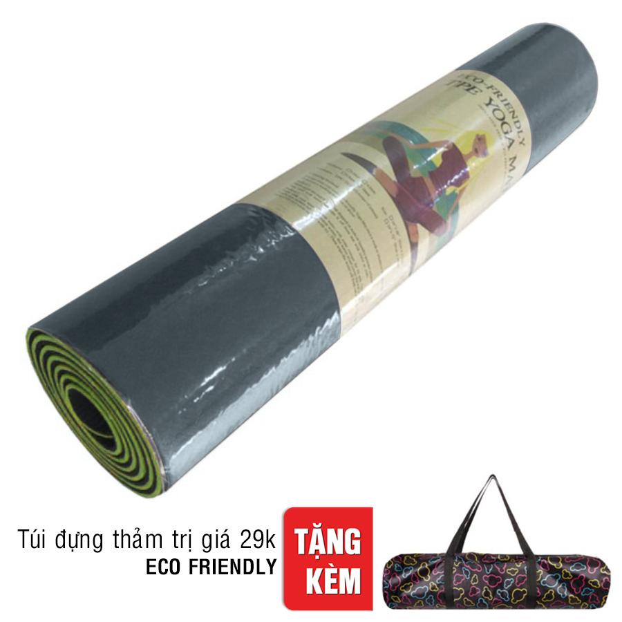 Thảm Tập Yoga Eco Friendly TPE - Xanh Lá Đen (6mm) - GDHN Loại Tốt