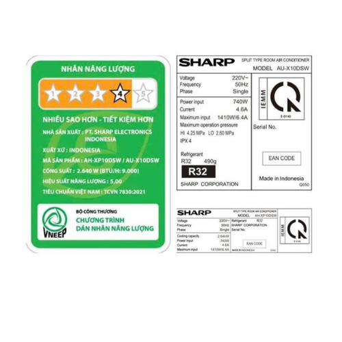 Máy Lạnh Sharp Inverter 1.5 HP AH-XP13DSW - Hàng Chính Hãng - Mẫu Mới 2026