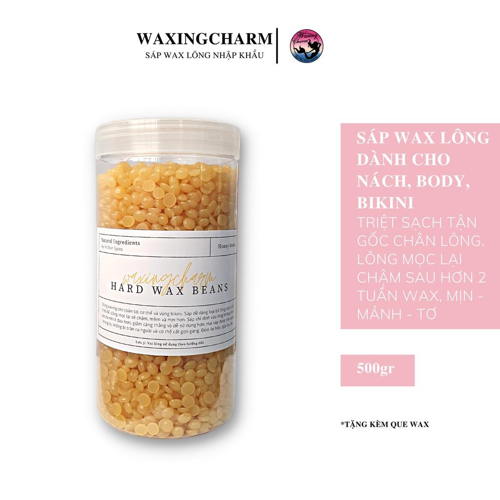 500gr Sáp Wax Lông Nóng Hard Wax Beans Waxingcharm Dành Cho Nách, Body, Bikini Tặng Que Wax