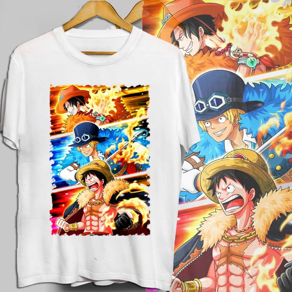 (ẢNH + CLIP THẬT) Áo thun Luffy, ACE, Sabo Vải Cotton Thái Mẫu Mới | Áo Phông One Piece Tshirt OP44