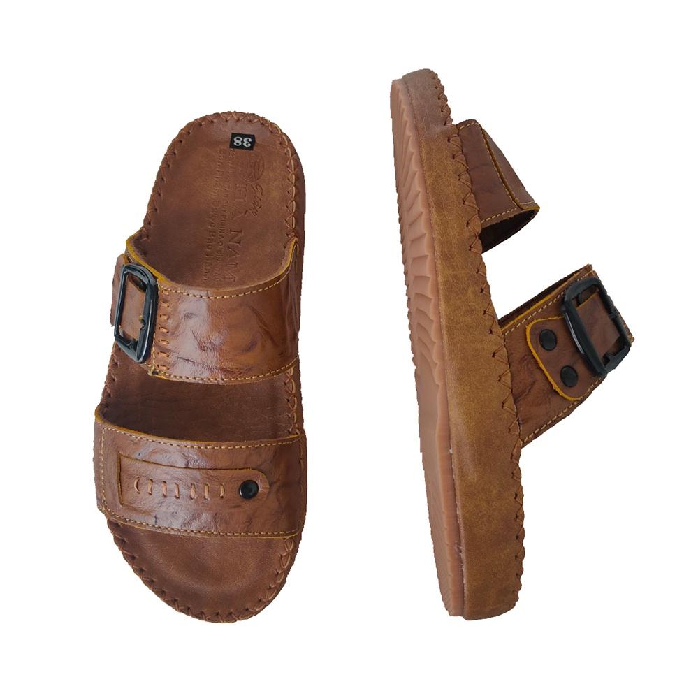 Dép Nam Quai Ngang TiTi ĐÔ Da Bò Thật Cao Cấp DNA2175b