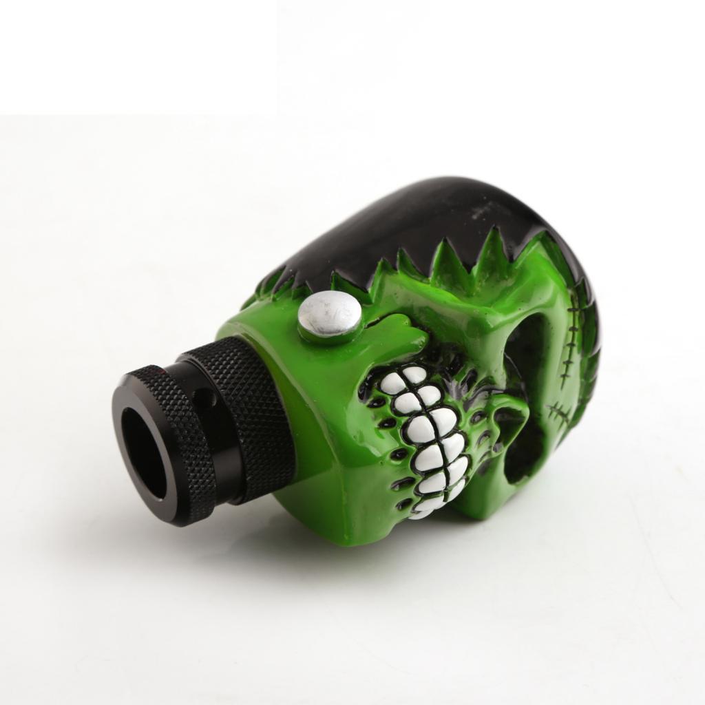 Universal Car Manual Gear Lever Head Eyebrow Skull Shifter Green