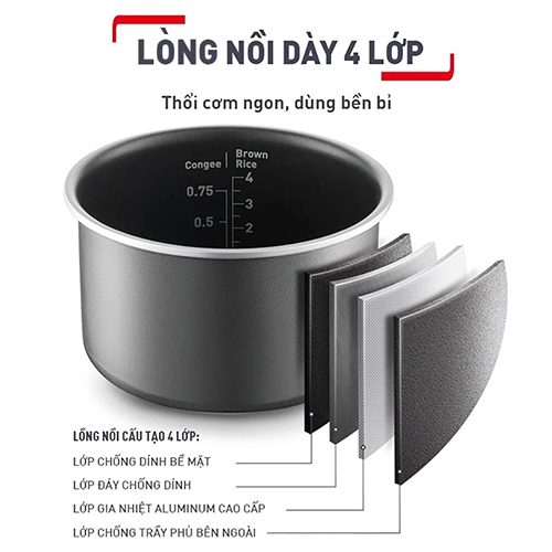 Nồi cơm điện tử Tefal Rice Mate Mini 0.7 lít RK515168 - Hàng chính hãng