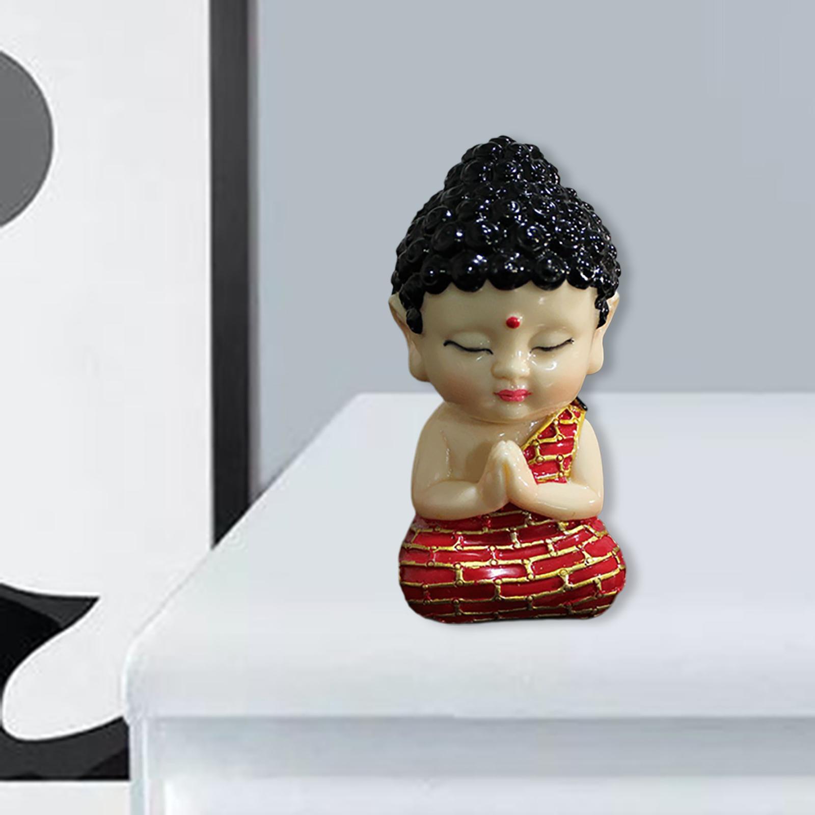 Adorable Sitting Buddha Figurine Tabletop Zen Mini Buddha Statue Home Decor