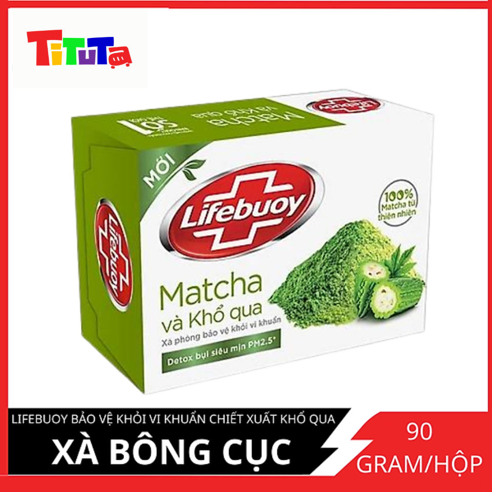 Xà bông cục Lifebuoy Bảo vệ khỏi vi khuẩn Matcha và Khổ qua (Xanh lá) 90g