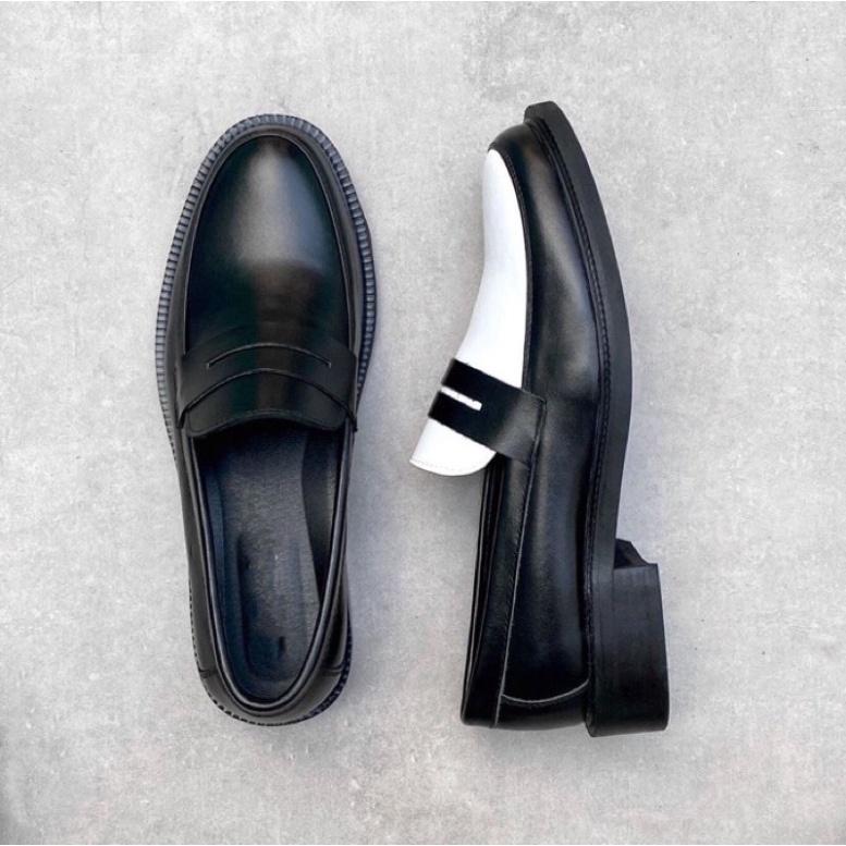 Giày Lười DECEMBER Penny Loafer Black White - LF02