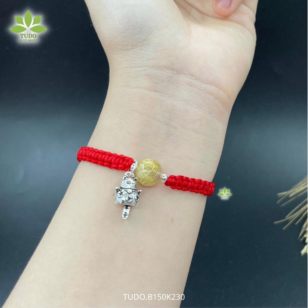 Vòng Tay Nữ Đẹp - Vòng Phong Thủy Mệnh Kim Thổ TUDO B150K230 VCBTATV VTDTATV Charm Bạc Mèo Thần Tài - Tài Lộc, Sự Nghiệp