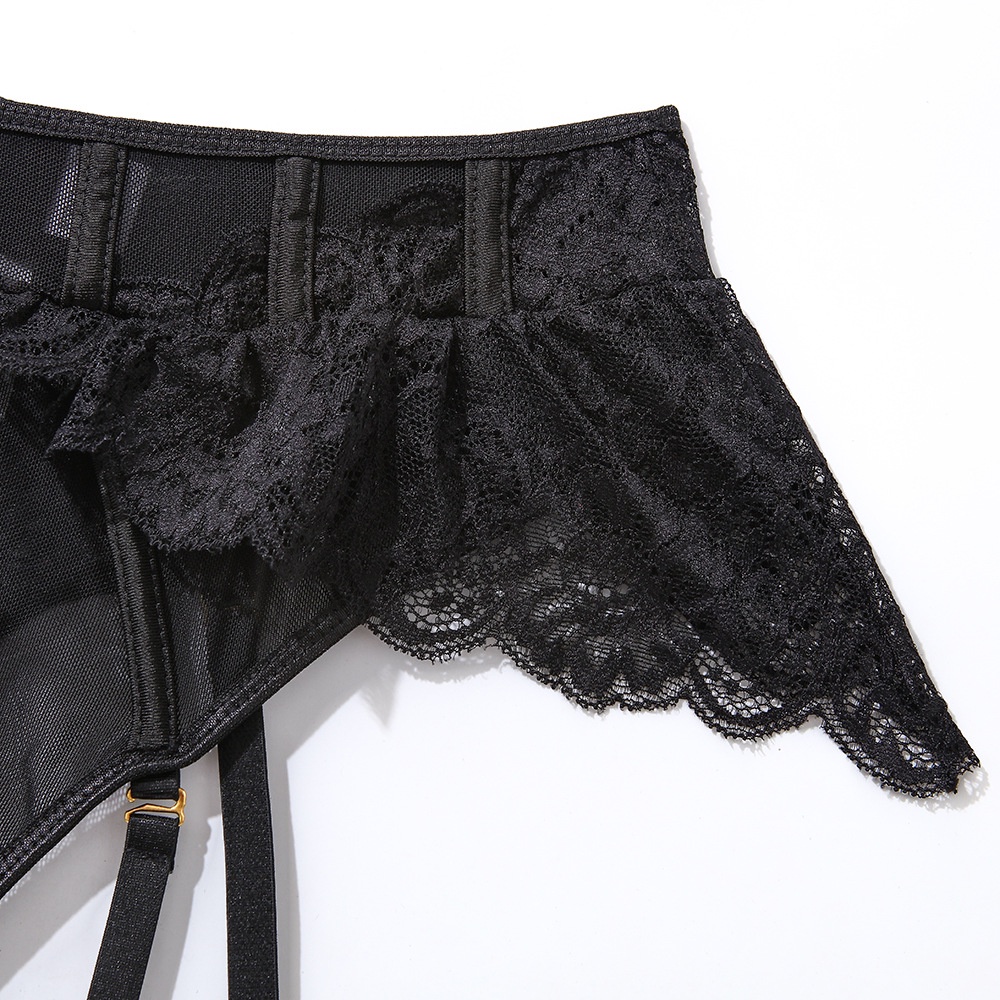 Set bộ đồ lót lingerie lọt khe xuyên thấu đai cánh dơi tặng kèm vớ