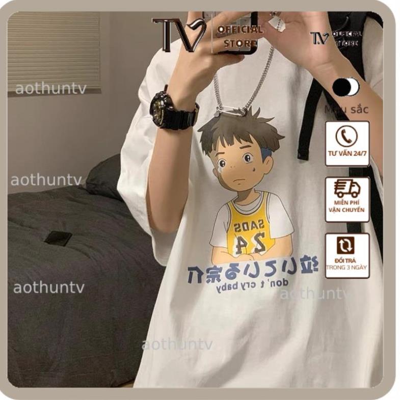 Áo thun tay lỡ nam nữ, áo phông unisex form rộng chất cotton in hình baby
