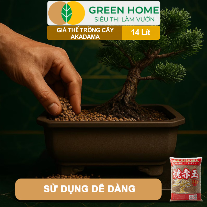 Đất Akadama GreenHome, Bao 14Lít (8-9Kg), (Loại Cứng) Giá Thể Bonsai, Kiểng Lá, Phân Nền Thủy Sinh