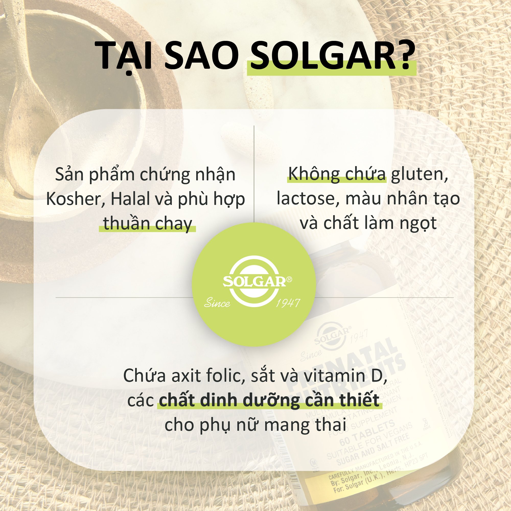 NHẬP KHẨU USA CHÍNH HÃNG - VIÊN UỐNG DÀNH CHO PHỤ NỮ MANG THAI Thực phẩm bảo vệ sức khỏe PRENATAL NUTRIENTS - 120 VIÊN