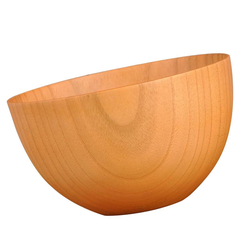 Set 2PCS Natural Wooden Bowl Rice Bowl Dessert Cereal Soup Bowl Table Decor