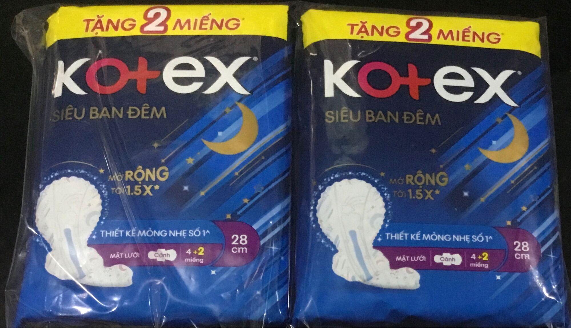 Combo 2 Gói Băng Vệ Sinh Kotex Siêu Ban Đêm 28cm - Mỗi Gói 4 Miếng -HSD luôn mới