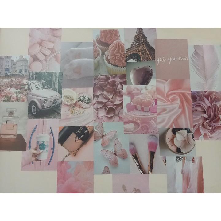 Set 24 hình Wall Collection Sticker dán tường trang trí decor phòng ngủ instargram - theme Hồng Hường 1303