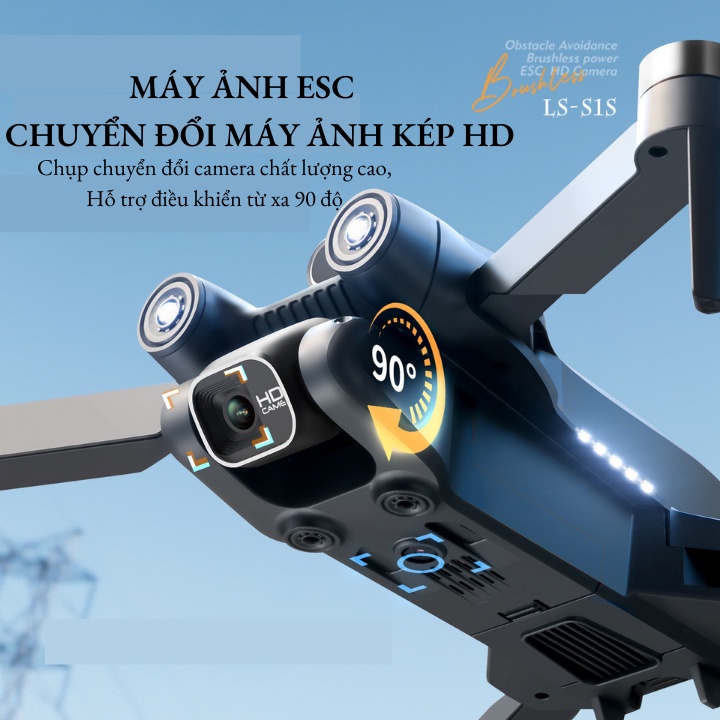 Flycam 4k Drone S1S Bay xa 2km LSRC-S1S - 2023, Máy bay không người lái RC mới 450g 4K HD Gimbal Chống rung, Tránh chướng ngại vật 360 °, Một phím cất cánh Động cơ không chổi than - Hàng chính hãng