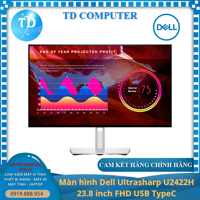 Màn hình máy tính Dell UltraSharp 24inch U2422H (Full HD, 8 ms, 60Hz, 100% sRGB) Cổng USB Type C - Hàng Chính Hãng PSD phân phối