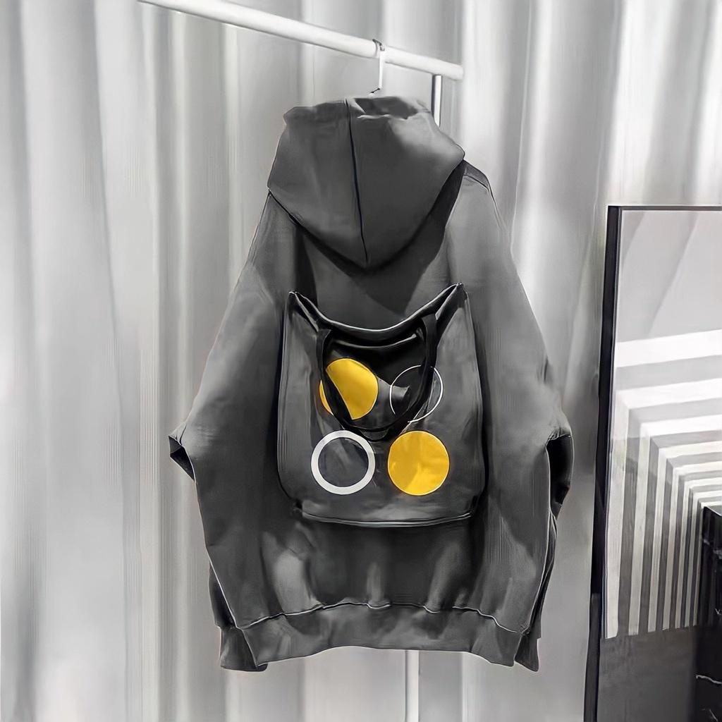 Áo Hoodie Nỉ Unisex Nam Nữ Họa Tiết Túi Lưng