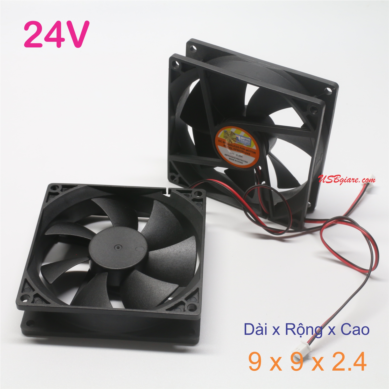 Quạt tản nhiệt 24V 9x9x2.4cm, Fan 24V 9x9x2.4cm【USBgiare,Com】