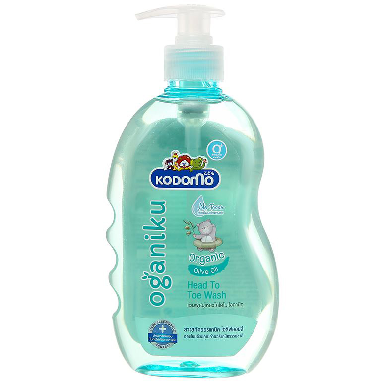 Dầu tắm &amp; gội Kodomo Oganiku 400ml - Cho bé từ 0+ Không có cồn, Không chất tạo mùi, không gây dị ứng, Không cay mắt