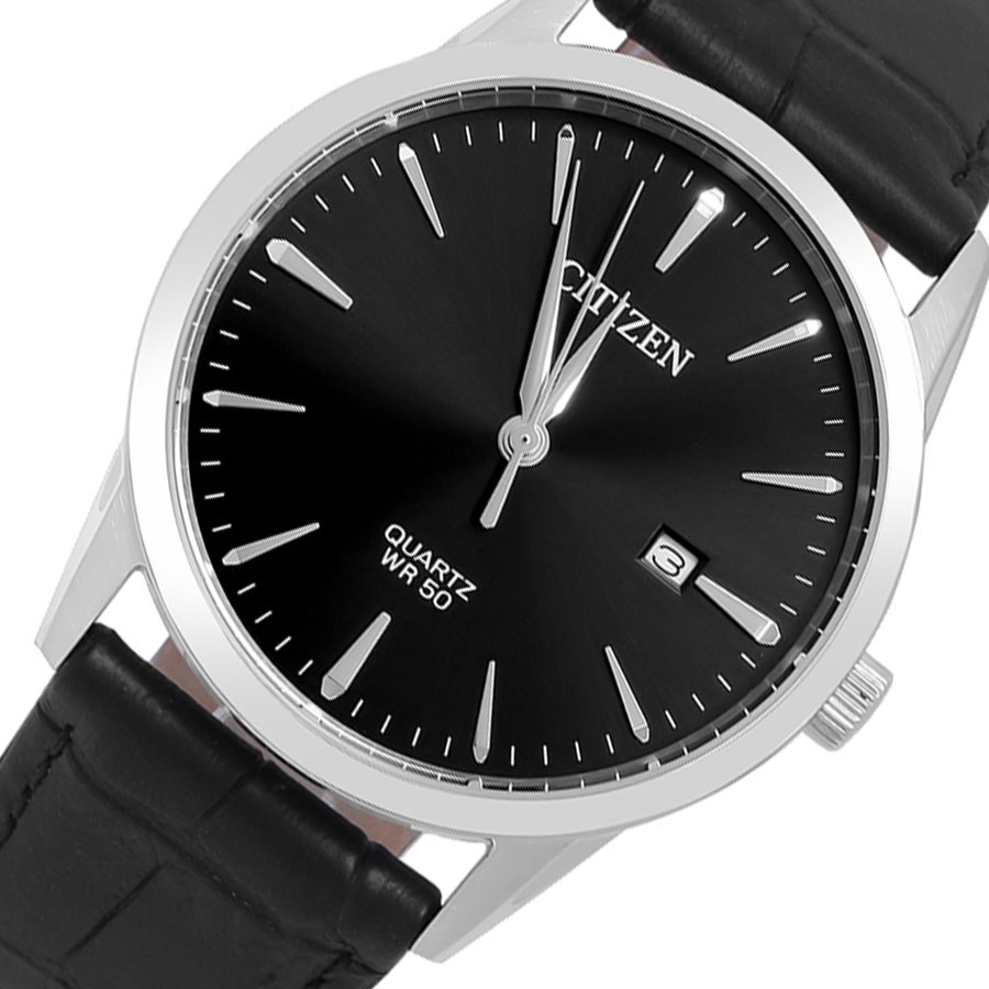 Đồng Hồ Citizen Nam Dây Da Pin (Quartz) BI5000-10E (39mm) - Mặt Đen