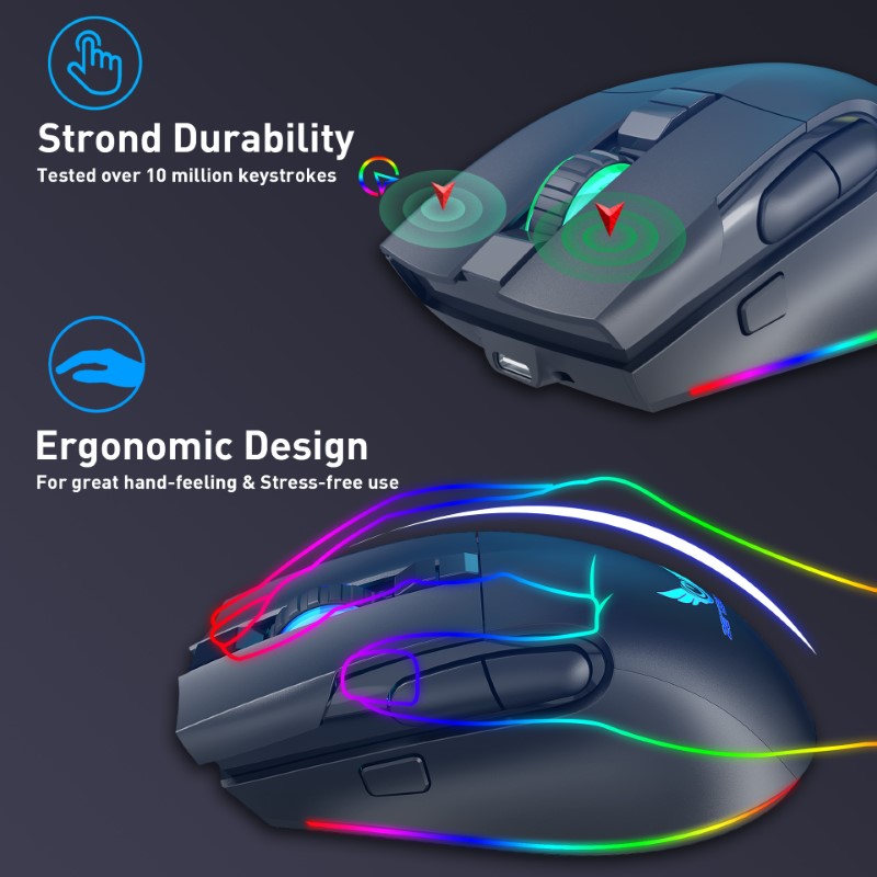 Chuột không dây LED RGB 3200 DPI Gaming Mouse T27 cho máy tính laptop hàng nhập khẩu