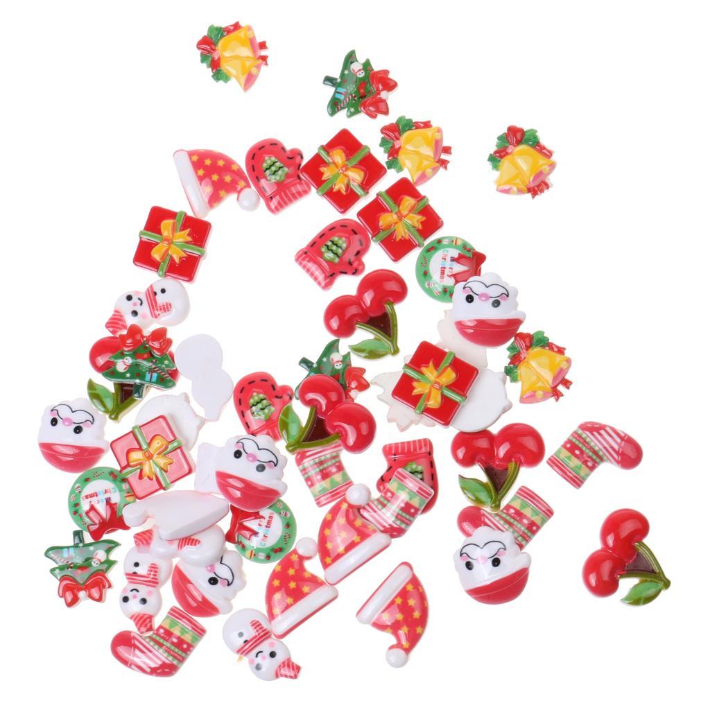 10 Pieces Mixed Enamel Christmas Charms Pendants DIY Xmas Jewelry Gifts Decorations &amp; 50 Pieces Assorted Resin Flatback Cabochons Christmas Beads Embellishments for DIY Crafts