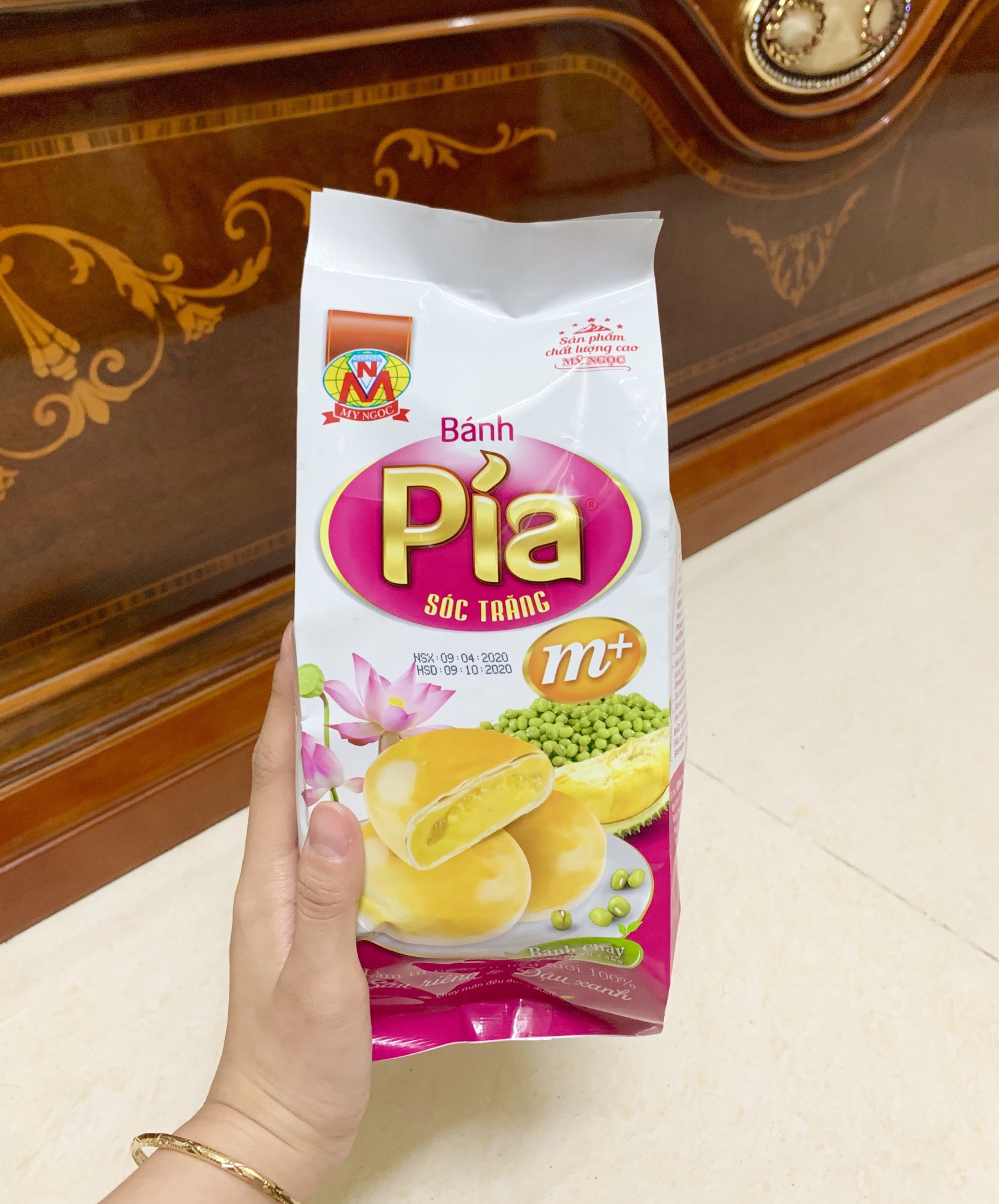 Bánh PÍA chay M đậu xanh SẦU RIÊNG TƯƠI 360g