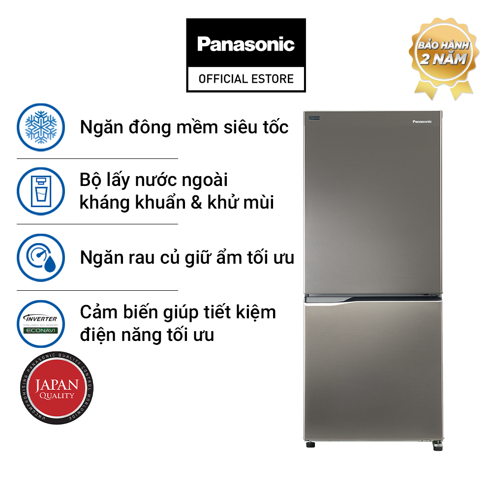 Tủ Lạnh 2 Cánh Panasonic 255 Lít NR-BV280QSVN ngăn đá dưới - Ngăn đông mềm siêu tốc - Hàng chính hãng