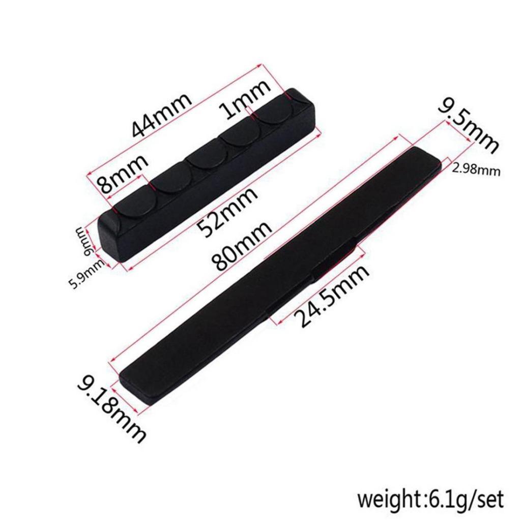 6 String Classical Guitar Bone 80mm Bridge Saddle and 52mm Nut + Pins Puller Made of Ebony (For Classical )