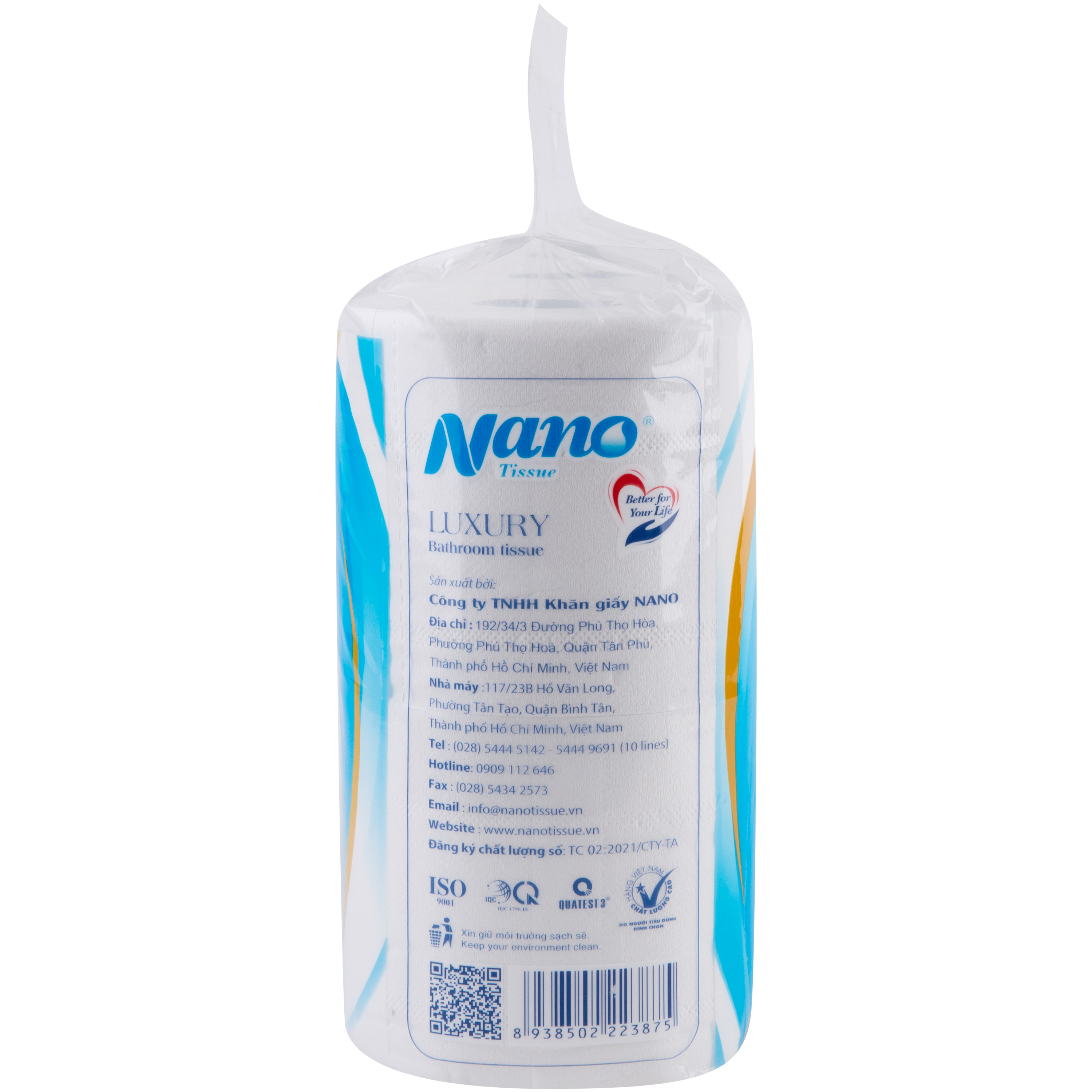 Giấy vệ sinh Nano 6 cuộn có lõi, giấy 3 lớp dày dặn tiết kiệm