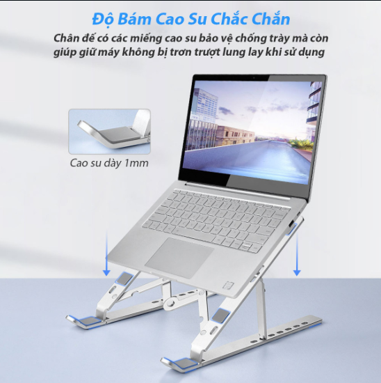 Giá Đỡ Laptop Hợp Kim Nhôm Cao Cấp, Có Thể Gấp Gọn Và Điều Chỉnh Dành Cho Macbook Ipad Surface Và Máy Tính Xách Tay 11-15.6 Inch - Hàng Chính Hãng