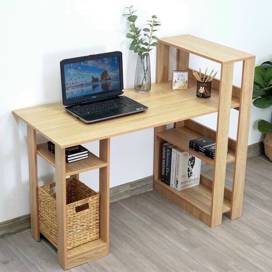 Bàn Làm Việc Học Tập Bàn Để Máy Tính Kèm Giá Sách Gỗ MDF