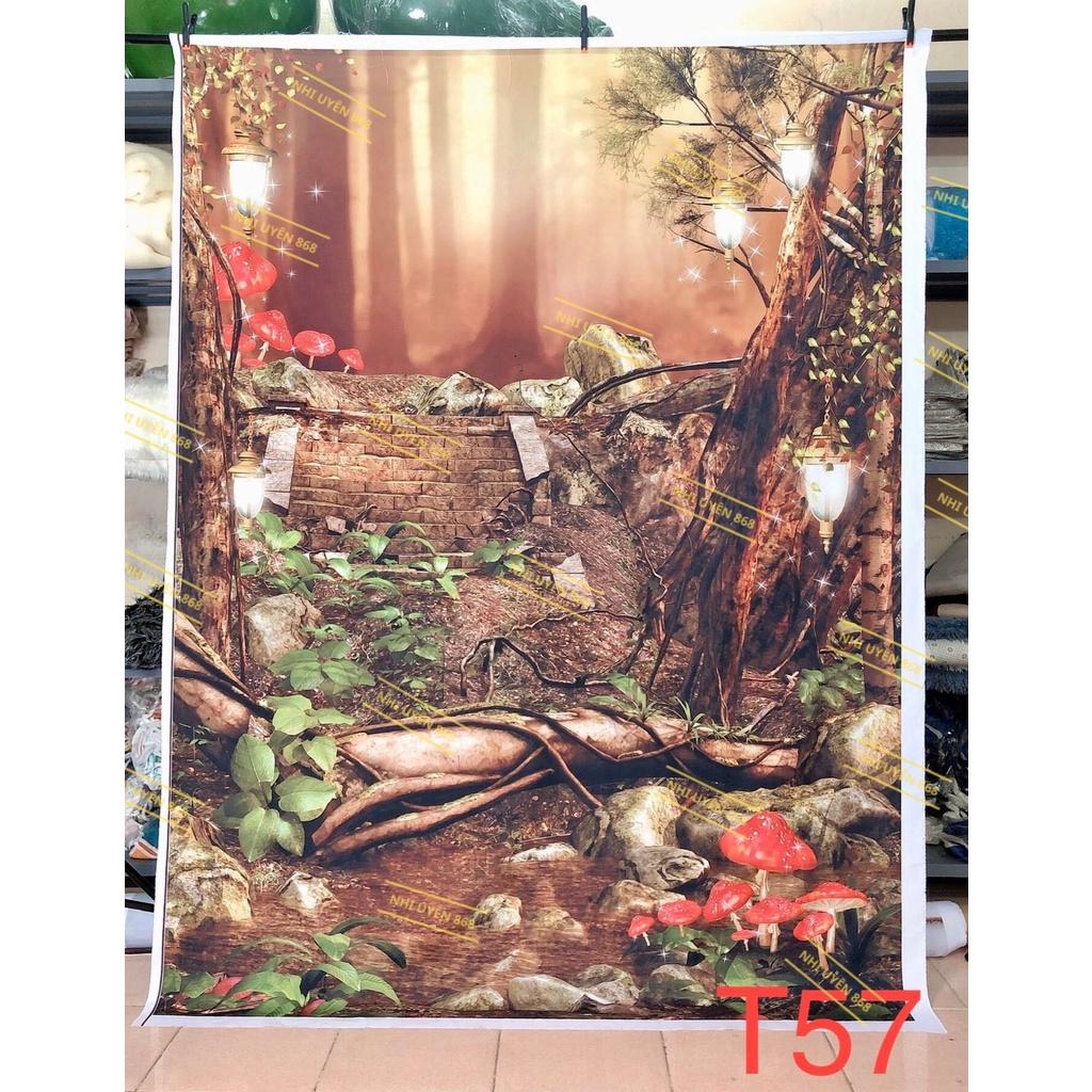 Tranh vải decor / Thảm vải treo tường / Thảm vải chụp ảnh rừng cổ tích / Chụp ảnh thiên nhiên