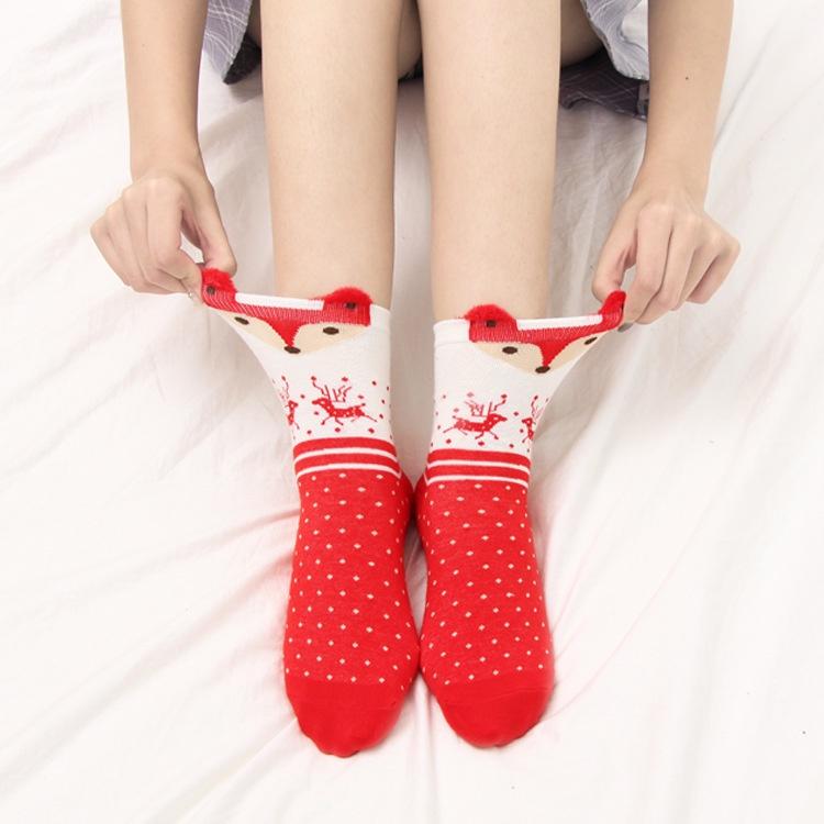 Vớ Cổ Cao In Họa Tiết Giáng Sinh Dễ Thương Cho Nữ